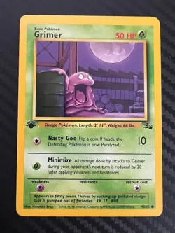 Pokemon TCG Grimer Fossil 48/62 Regular 1st Edition Common LP - Image 1