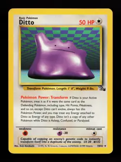 Ditto 18/62 Non Holo Rare Fossil Pokemon Card - Image 1
