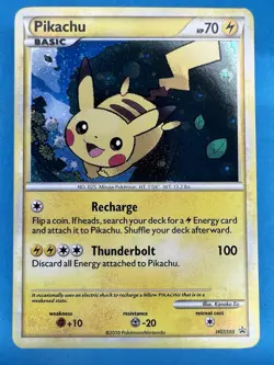 2010 Pokemon TCG Pikachu Black Star Holo HGSS03 Swirl - Image 1