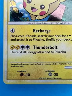 2010 Pokemon TCG Pikachu Black Star Holo HGSS03 Swirl - Image 4