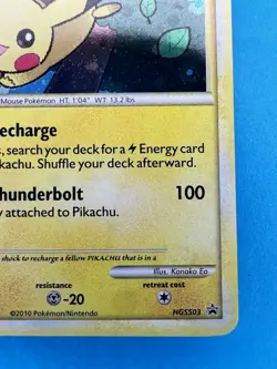 2010 Pokemon TCG Pikachu Black Star Holo HGSS03 Swirl - Image 5