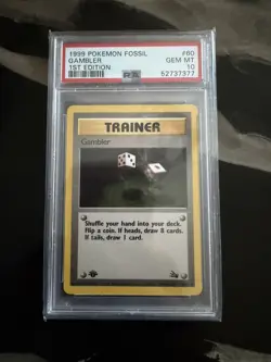 PSA 10 Gambler 60/62 1st Edition Fossil Non Holo Pokemon Card - Image 1