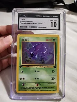 CGC Gem Mint 10 Graded Pokemon TCG Zubat Team Rocket 70/82 Regular 1st Edition - Image 1