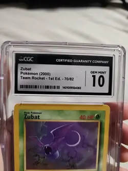CGC Gem Mint 10 Graded Pokemon TCG Zubat Team Rocket 70/82 Regular 1st Edition - Image 3