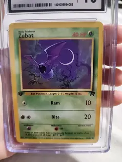 CGC Gem Mint 10 Graded Pokemon TCG Zubat Team Rocket 70/82 Regular 1st Edition - Image 4