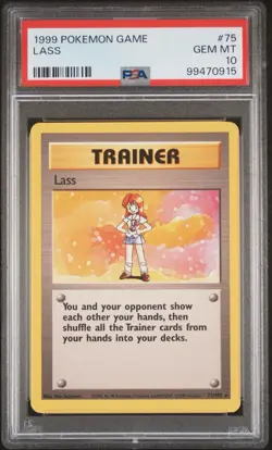 PSA 10 LASS TRAINER 75/102 1999 POKEMON TCG BASE SET UNLIMITED - Image 1
