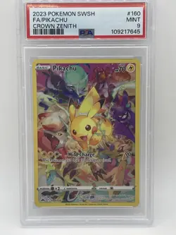 Pokemon Pikachu PSA 9 Mint Crown Zenith Holo Secret Rare 160/159 Full Art - Image 2