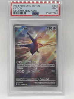 Pokemon Latios PSA 9 MINT 203/191 Surging Sparks Illustration Rare Holo Full Art - Image 2