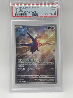 Pokemon Latios PSA 9 MINT 203/191 Surging Sparks Illustration Rare Holo Full Art - Image 3