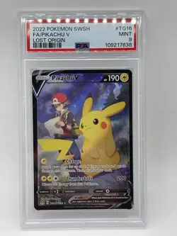 Pikachu V TG16/TG30 PSA 9 Pokemon 2022 SWSH: Lost Origin Trainer Gallery Holo - Image 1