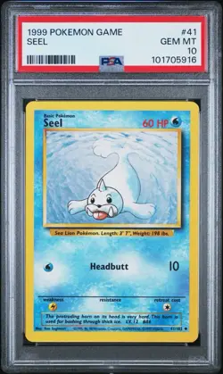 PSA 10 SEEL 41/102 1999 POKEMON TCG BASE SET UNLIMITED - Image 1