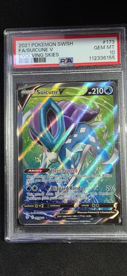 PSA 10 Gem Mint - Suicune V Pokemon Evolving Skies SWSH Full Art #173 - Image 1