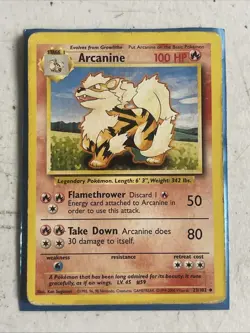 4TH PRINT Pokemon TCG Base Set 1999-2000 4th Print Arcanine 23/102 - Image 1