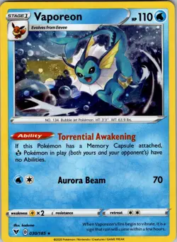 Vaporeon - (Cosmos Holo) 030/185 Miscellaneous Cards & Products Pokemon TCG LP-N - Image 1