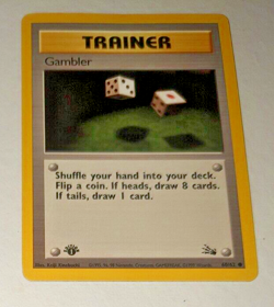 Pokemon, 1st Edition, Gambler Trainer, 60/62 Fossil Set, WOTC, Vintage 1999, NM - Image 2