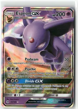 Espeon GX, Pokemon SM Base Set Ultra Rare, 61/149 NM - Image 1