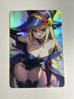 Dark Magician Girl YuGiOh Waifu Doujin Anime Textured Foil Card - Image 1