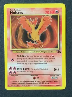 Moltres 27/62 Fossil set non holo Rare Vintage Wotc Pokemon Card - Image 1