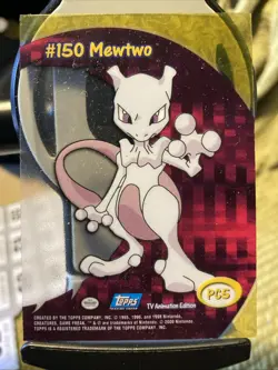 Pokemon Mewtwo 2000 Topps TV Animation Edition Card #150 PC5 Clear S70 - Image 2
