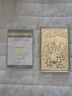 1999 NINTENDO CHARIZARD LIMITED EDITION 23K GOLD PLATED TRADING CARD Collectors - Image 1