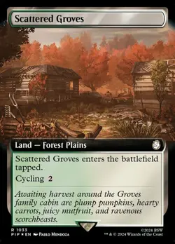 MTG Scattered Groves - Surge Foil - Extended Art, Fallout, Lightly Played, Engli - Image 1