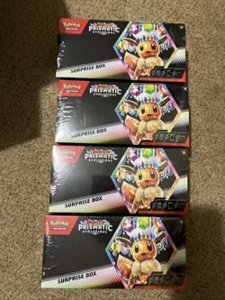 Pokemon TCG Scarlet And Violet Prismatic Evolutions Surprise Box Lot Of 4 - Image 1