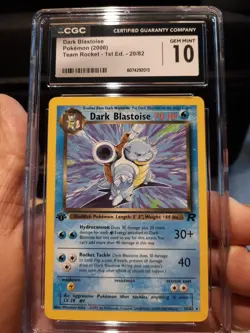 Dark Blastoise 1st Edition Cgc 10 Gem Mint Team Rocket 20/82 Pokemon 2000 Card - Image 1