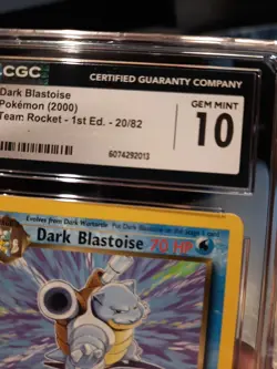Dark Blastoise 1st Edition Cgc 10 Gem Mint Team Rocket 20/82 Pokemon 2000 Card - Image 3