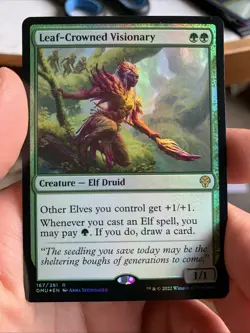 Magic: The Gathering - Dominaria United Rare Leaf-Crowned Visionary (Foil) 2022 - Image 1