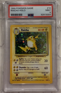 1999 Raichu PSA 9 Pokemon Game Base holo MINT - Image 1