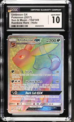 2017 POKEMON SUN & MOON SECRET 154/149 FULL ART UMBREON GX CGC 10 - Image 1