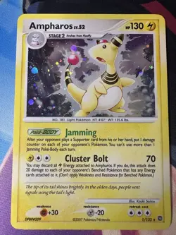 Pokemon - Ampharos Secret Wonders 1/132 Regular HOLO BLEED SWIRL RARE - Image 2