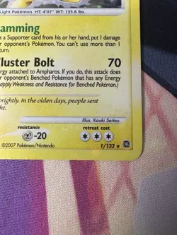 Pokemon - Ampharos Secret Wonders 1/132 Regular HOLO BLEED SWIRL RARE - Image 3