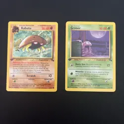 Kabuto 1st Edition 50/62 Fossil Set 1999 Pokemon PLUS GRIMER 1st Edition 48/62 - Image 1