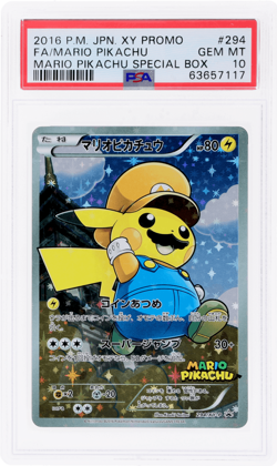 2016 Pokemon XY Promo Japanese Mario Pikachu Special Box #294XYP PSA 10 - Image 1