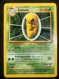 Pokemon 33/102 Kakuna Base Set Unlimited NM - Image 1