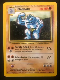 Pokemon 34/102 Machoke Base Set Unlimited NM - Image 1