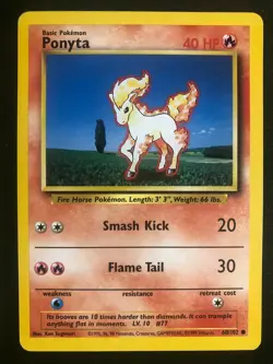 Pokemon 60/102 Ponyta Base Set Unlimited Common NM - Image 1