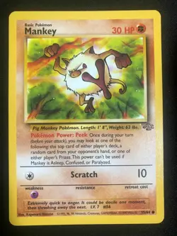 Pokemon 55/64 Mankey Jungle Common NM - Image 1