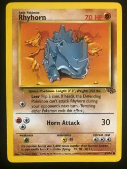 Pokemon 61/64 Rhyhorn Jungle Common NM - Image 1