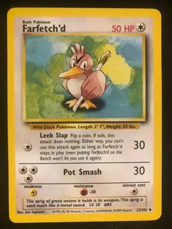 Pokemon 27/102 Farfetch'd Base Set Unlimited Uncommon NM - Image 1