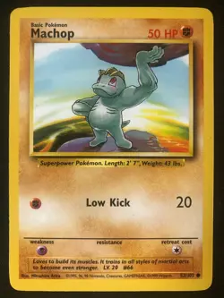Pokemon 52/102 Machop Base Set Unlimited Common NM - Image 1