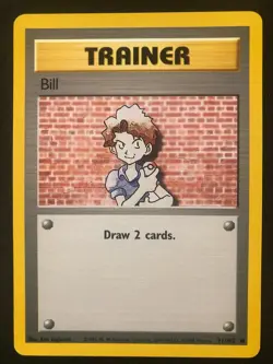 Pokemon 91/102 Bill Base Set Unlimited Common NM - Image 1
