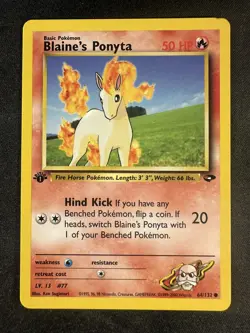 Pokemon TCG 64/132 Blaine's Ponyta Gym Challenge 1st Ed Common LP/MP - Image 1
