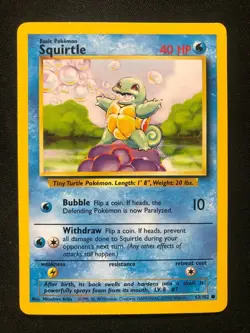 Pokemon 63/102 Squirtle Base Set Common NM - Image 1