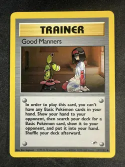 Pokemon TCG 111/132 Good Manners Gym Heroes Unlimited Uncommon NM/LP - Image 1