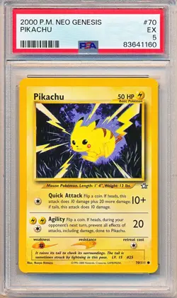 2000 POKEMON NEO GENESIS PIKACHU #70 PSA 5 EX (READ) - Image 1
