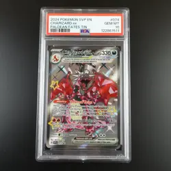 PSA 10 Charizard ex 074 Promo Paldean Fates Tin Holo Graded Card - Image 1