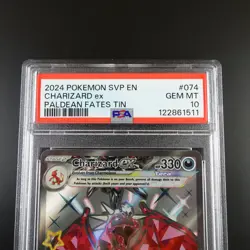 PSA 10 Charizard ex 074 Promo Paldean Fates Tin Holo Graded Card - Image 2