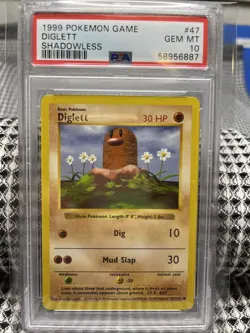 1999 Diglett 47/102 Base Set Shadowless Pokemon Card WOTC PSA GEM MINT ! - Image 1